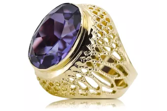 Alexandrite Or jaune 14 carats Anneau Bijoux vintage vrc089y